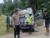 Polres Konut Gelar Olah TKP Kecelakaan Lalu Lintas Adu Banteng Mobil Pick Up di Kec. Sawa